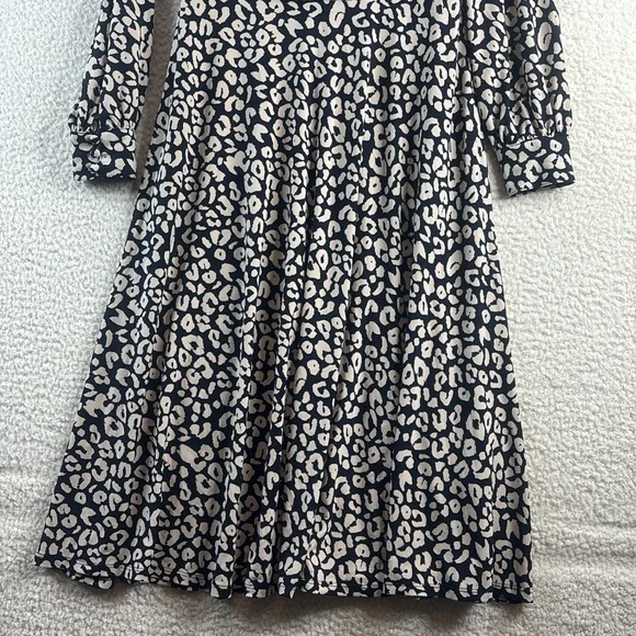 NWT Jessica Howard Womens Leopard Print Ruched Long Sleeve Midi Dress Size 6 - Picture 8 of 15
